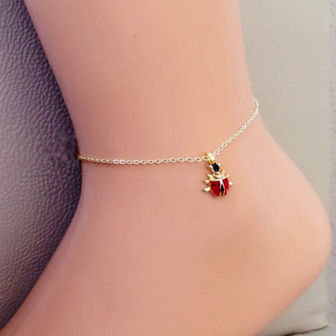 Gold Plated Ladybird Bracelet Ladybug Charm Pendant Gold Etsy