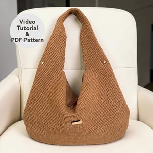 VIDEO TUTORIAL | Hobo Bag  | Crochet bag pattern | Tote Bag| Knitted Hobo Bag Pattern  | PDF Pattern | Do it yourself |