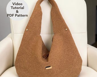 VIDEO TUTORIAL | Hobo Bag  | Crochet bag pattern | Tote Bag| Knitted Hobo Bag Pattern  | PDF Pattern | Do it yourself |
