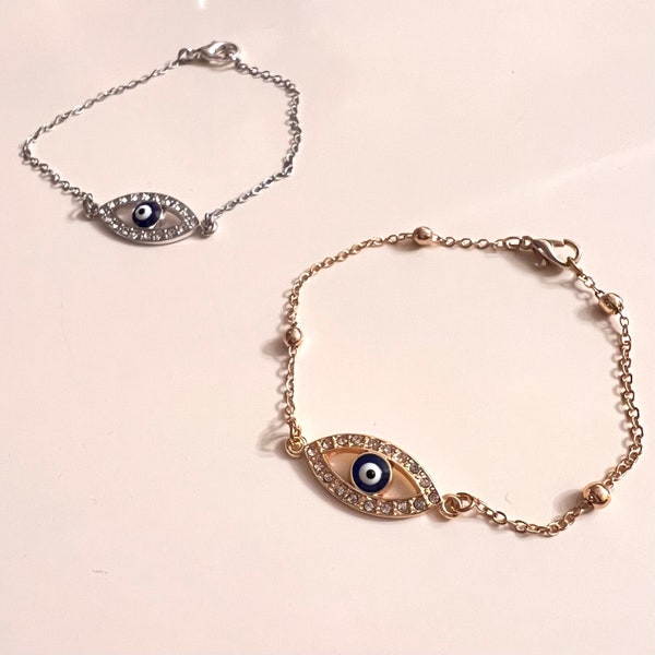 Evil Eye Charm Gold Plated Anklet, Third Eye Gold Anklet, Summer Beach jewelry ,Elegant Gold Jewelry, Ankle Bracelets, Kids Bracelet,