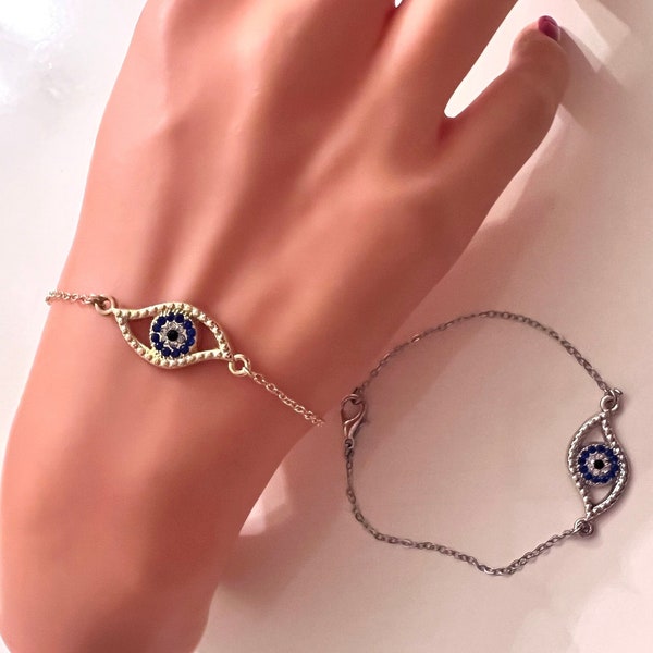 Evil Eye Charm Gold Plated Anklet, Third Eye Gold Anklet, Summer Beach jewelry ,Elegant Gold Jewelry, Ankle Bracelets, Kids Bracelet,