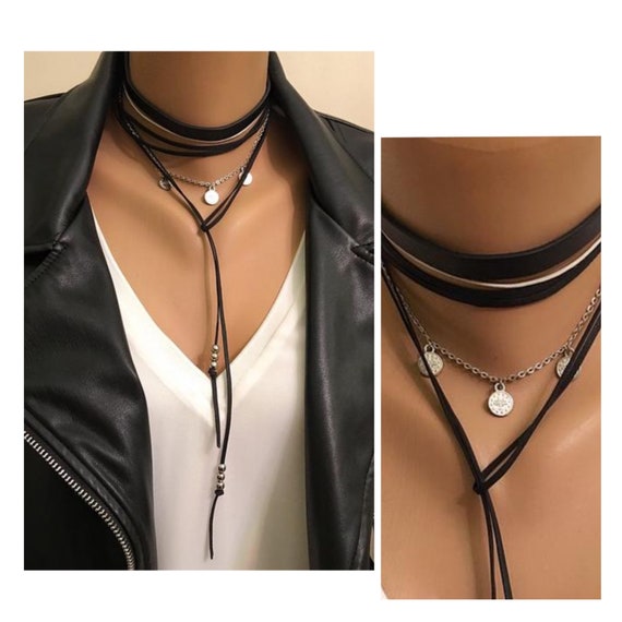 Black multi strand necklace outlet