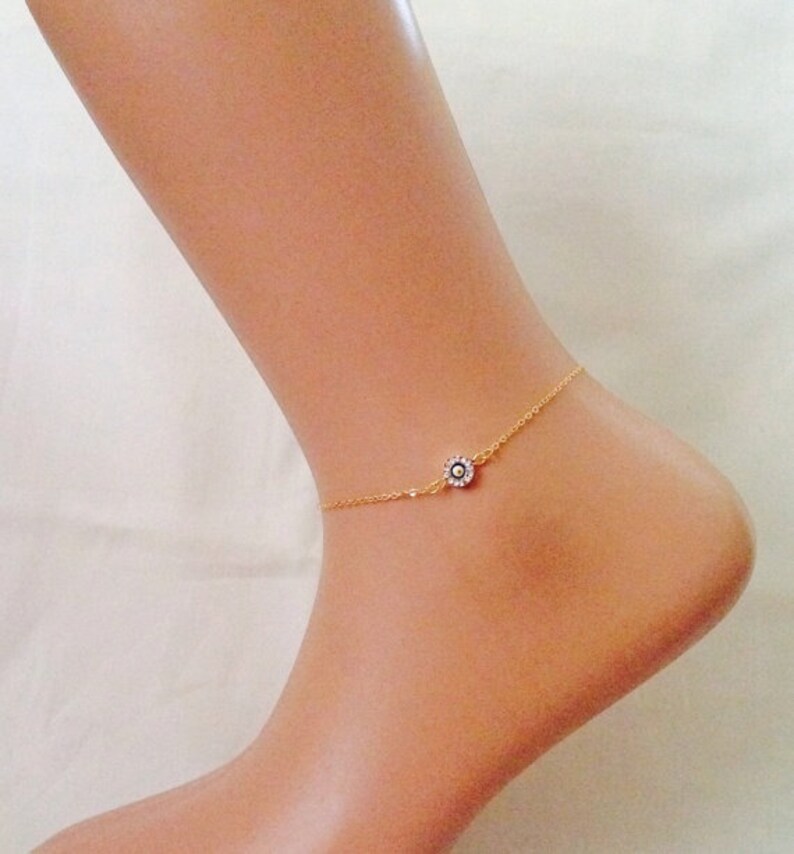 Evil Eye Charm Gold Plated Anklet Third Eye Gold Anklet Etsy