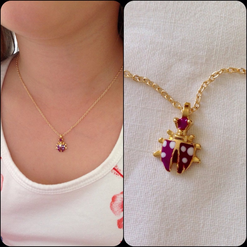 Gold Plated Ladybird Necklace Necklace for Children Ladybug Etsy