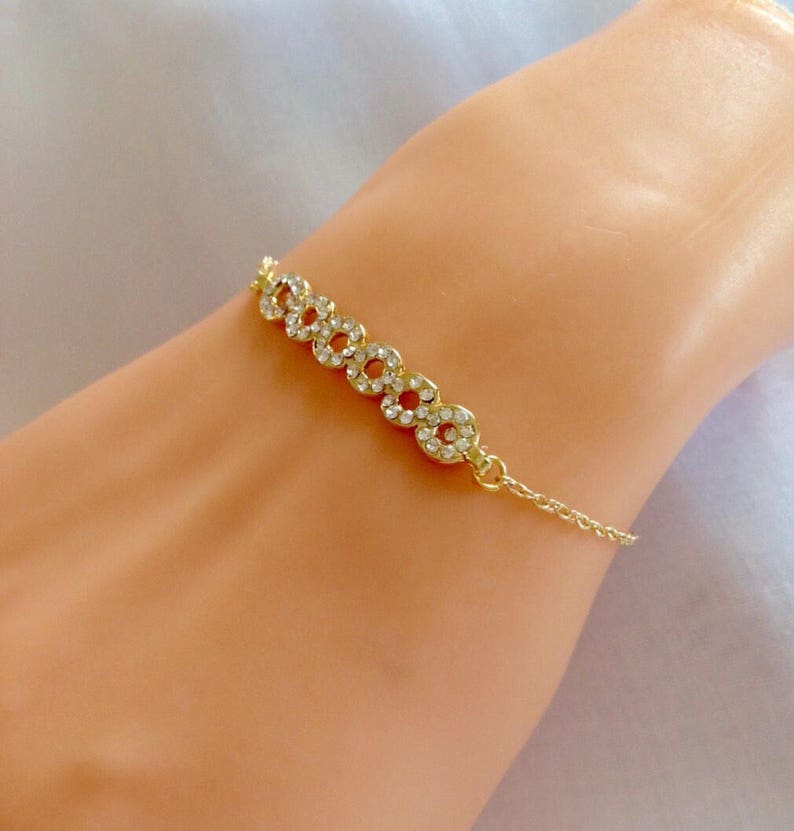 Gold Plated Delicate Bracelet Rhinestone Gold Jewelrygold Etsy