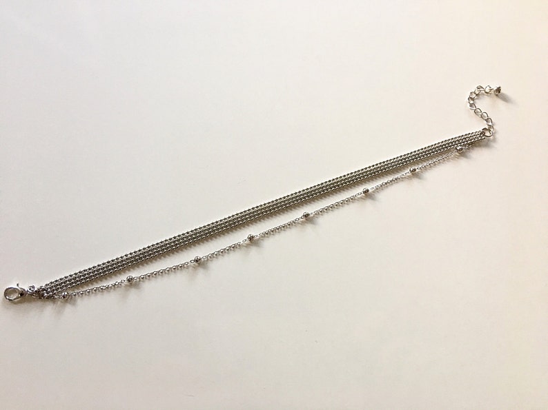 Silver Double Strand Anklet, Silver Ball Chain Ankle Bracelet, Double Chain Anklets, Anklet Jewelry, Foot Jewelry, Body Jewelry, Beach Jewel image 5