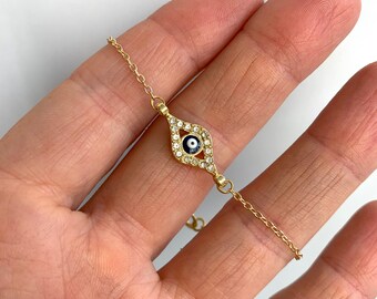 Evil Eye Charm Gold Plated Anklet, Third Eye Gold Anklet, Summer Beach jewelry ,Elegant Gold Jewelry, Ankle Bracelets, Kids Bracelet,