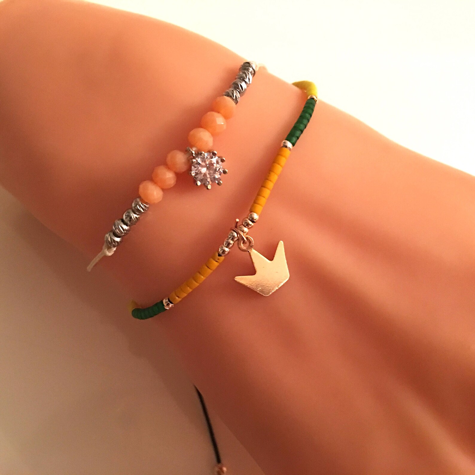 Set of Two Friendship Bracelets Adjustable Bracelet Glamour Etsy