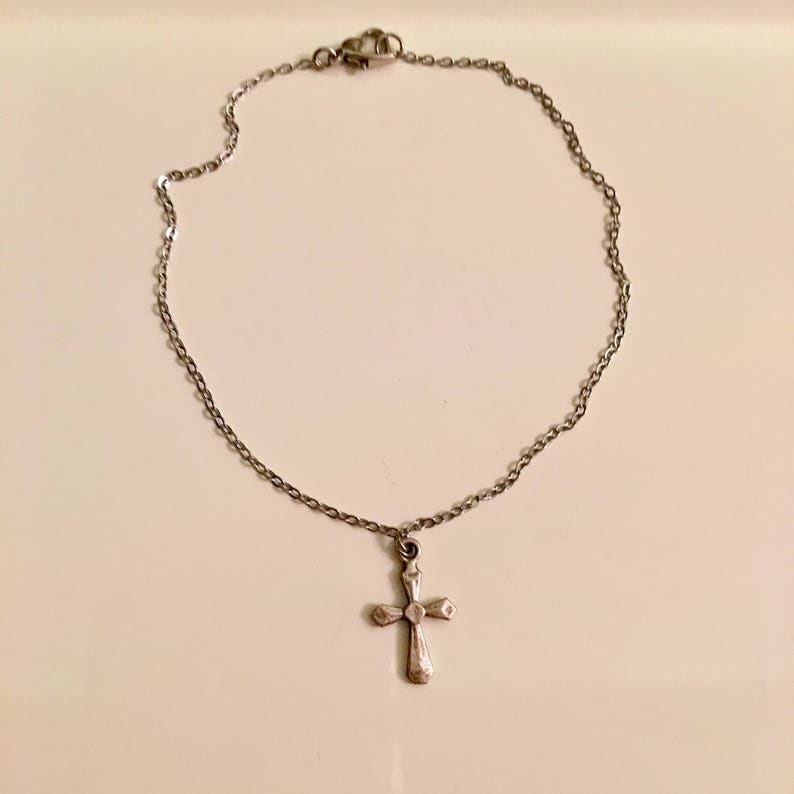 Cross Anklet in Silver Plated Ankle Bracelet Christian Etsy