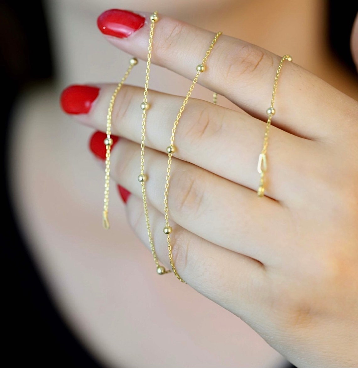 Gold Plated Ball Chain Anklet Ankle Bracelet in Gold Foot Etsy