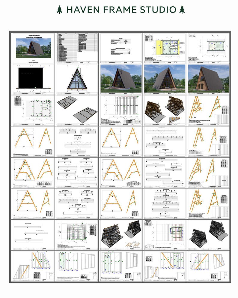 A-frame Cabin Plans 27.6’ × 29.5’ | Tiny House Plans PDF | 2 Bedroom ...