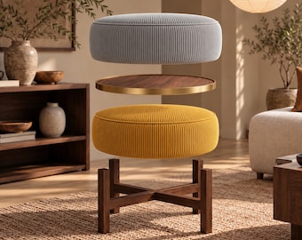 3 in 1 Corduroy Ottoman, Modular Footrest Seat, Turkish Pouf
