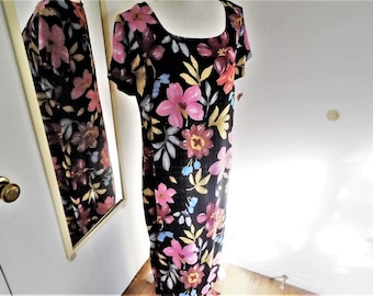 Vintage Adrianna Papell Dress Long Floral Silk Dress Size 10 Women's Dress