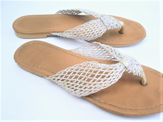 Ladies Sandals, White Mesh Sandals Summer Sandals, Beach Shoes Retro Sandals Flip Flops Ladies Sandals, White Mesh Sandals Summer Sandals, Beach Shoes Retro Sandals Flip Flops