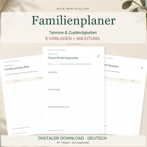 Familienplaner zum Ausdrucken: 8 botanische A4-Vorlagen, PDF Deutsch