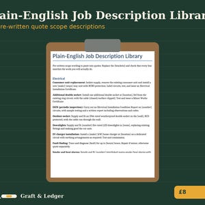 Quote Wording Templates UK, 40 Job Descriptions for Trades Quotes, Word and Excel