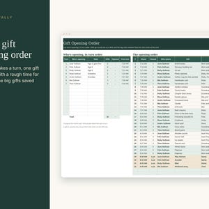 Christmas Brunch Planner Spreadsheet, Christmas Morning Host Planner with Gift Opening Order, Who Brings What and Timeline, Google Sheets image 3