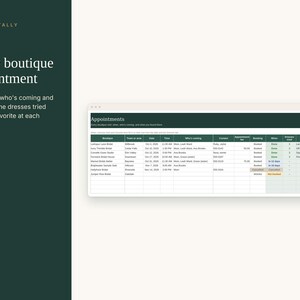 Wedding Dress Shopping Tracker Spreadsheet, Bridal Gown Appointment Planner, Dress Comparison, Alterations and Fittings, Excel Google Sheets image 4