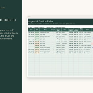 Holiday Guests Planner Spreadsheet, Houseguest Room and Bed Assignments, Airport Pickup Schedule, Who Stays Which Night, Google Sheets image 5