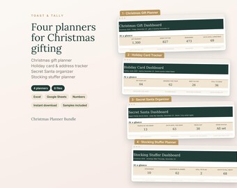 Christmas Planner Bundle, Gift List Tracker, Christmas Card List, Secret Santa Organizer, Stocking Stuffer Planner, Excel Google Sheets