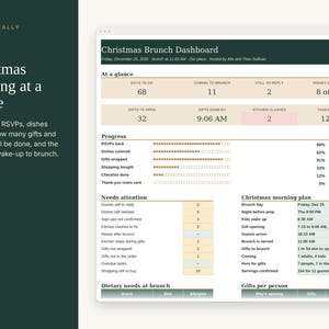 Christmas Brunch Planner Spreadsheet, Christmas Morning Host Planner with Gift Opening Order, Who Brings What and Timeline, Google Sheets image 2