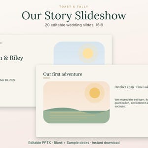 Our Story Wedding Slideshow Template, 20 Editable PPTX Slides, Couple Photo Story, Blank and Sample Decks image 1