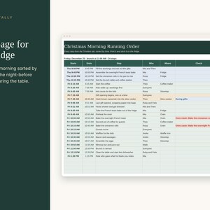 Christmas Brunch Planner Spreadsheet, Christmas Morning Host Planner with Gift Opening Order, Who Brings What and Timeline, Google Sheets image 5