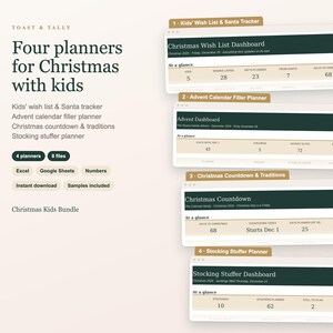 Christmas Kids Planner Bundle, Wish List, Letter to Santa, Advent Calendar Filler Ideas, Countdown, Stocking Stuffers, Excel Google Sheets