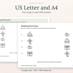 Manteles individuales con actividades para niños de boda, 8 actividades tranquilas para la mesa, edades de 4 a 6 y de 7 a 10 años, tamaño carta A4 SVG PNG PDF imagen 6