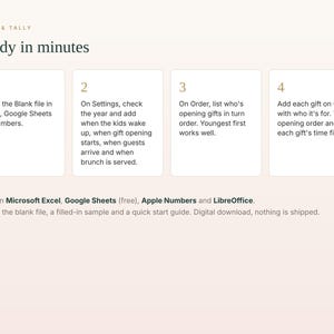 Christmas Brunch Planner Spreadsheet, Christmas Morning Host Planner with Gift Opening Order, Who Brings What and Timeline, Google Sheets image 9