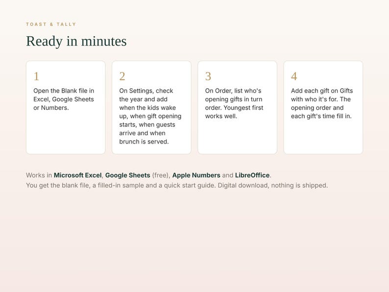 Christmas Brunch Planner Spreadsheet, Christmas Morning Host Planner with Gift Opening Order, Who Brings What and Timeline, Google Sheets image 9