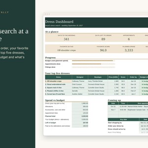 Wedding Dress Shopping Tracker Spreadsheet, Bridal Gown Appointment Planner, Dress Comparison, Alterations and Fittings, Excel Google Sheets image 2