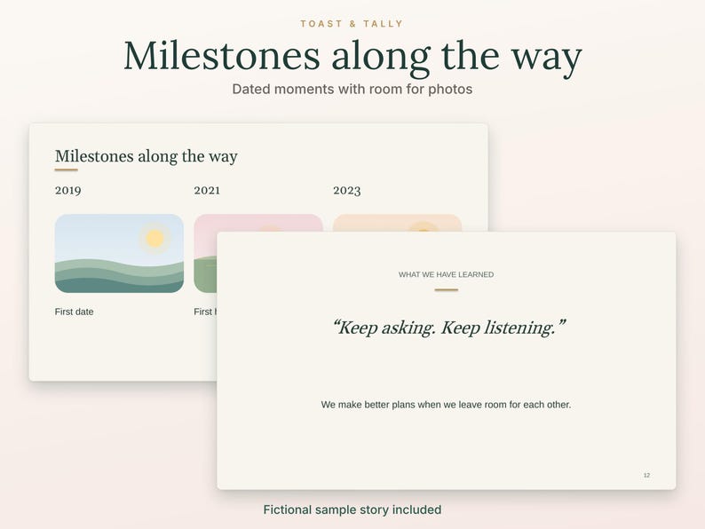 Our Story Wedding Slideshow Template, 20 Editable PPTX Slides, Couple Photo Story, Blank and Sample Decks image 4