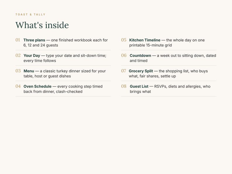 Thanksgiving Menu and Cooking Timeline for 6, 12 or 24 Guests, Holiday Dinner Plan, Grocery List Split, Christmas Dinner image 5