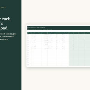 Wedding Planner Business Spreadsheet, Multi Client Organizer, Coordinator Tasks, Vendor Contacts and Event Calendar, Excel Google Sheets image 3