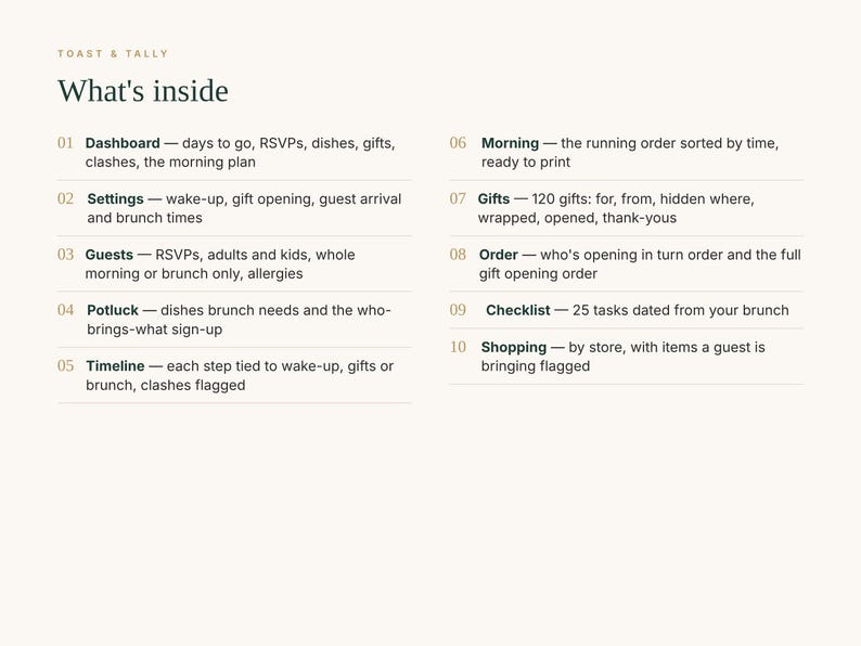 Christmas Brunch Planner Spreadsheet, Christmas Morning Host Planner with Gift Opening Order, Who Brings What and Timeline, Google Sheets image 8
