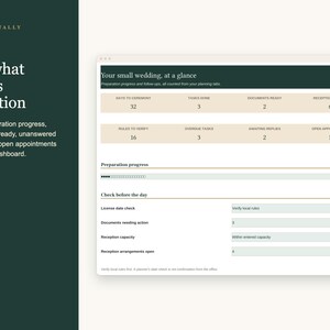 Courthouse Wedding Planner Spreadsheet, Civil Ceremony Checklist, License Documents and Small Reception, Excel Google Sheets Template image 2