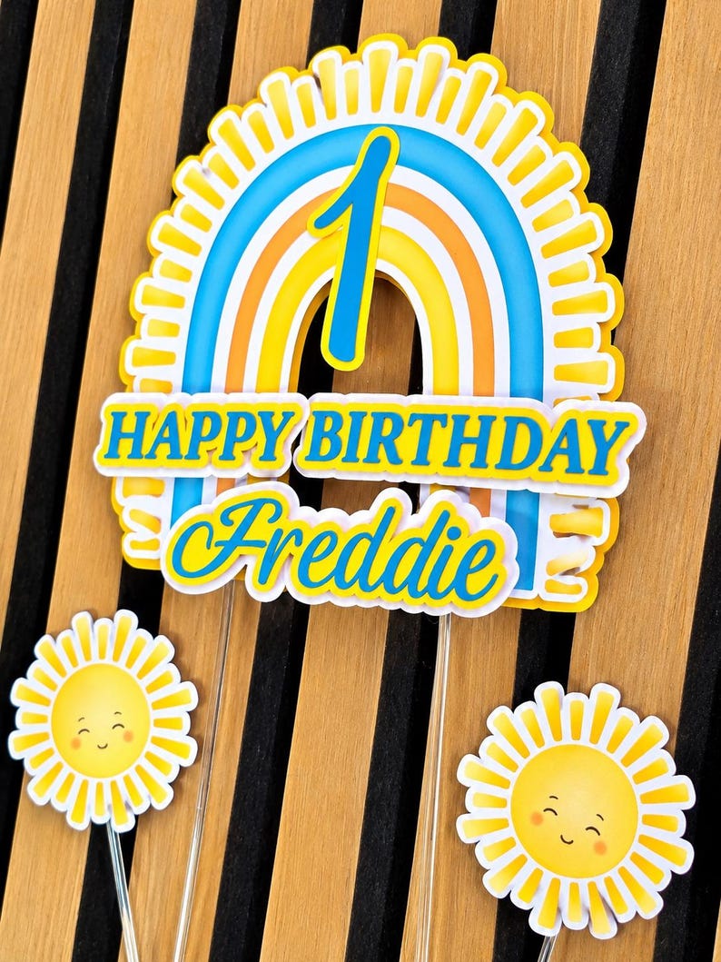 Personalised Sunshine Birthday Cake Topper, Rainbow Birthday Cake ...