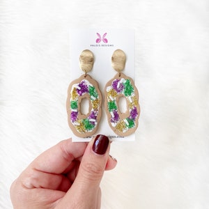 Mardi Gras Rhinestone King Cake Earrings