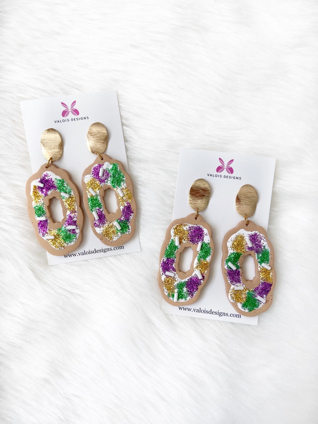 Mardi Gras King Cake Earrings // New Orleans Etsy