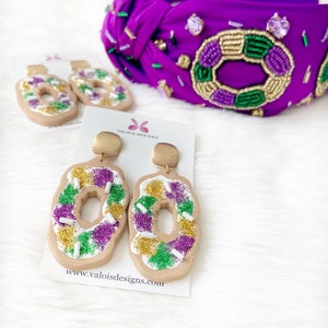 Mardi Gras Rhinestone King Cake Earrings main image 1