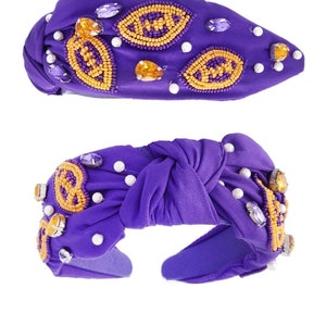 Lila und Gold Football Haarband // Lila und Gold Game Day Haarband