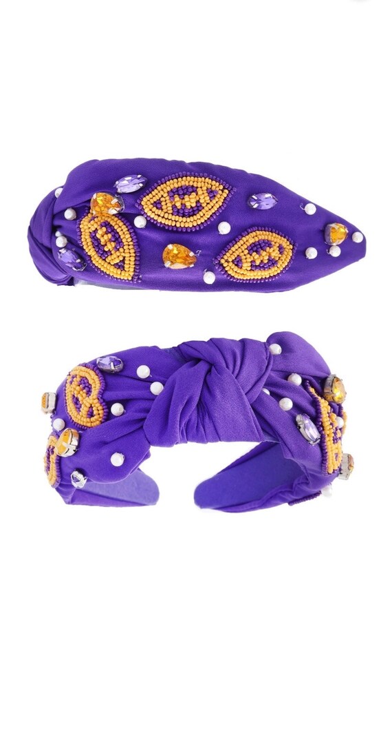 Purple and Gold Football Headband // Purple and Gold Game  display picture 2