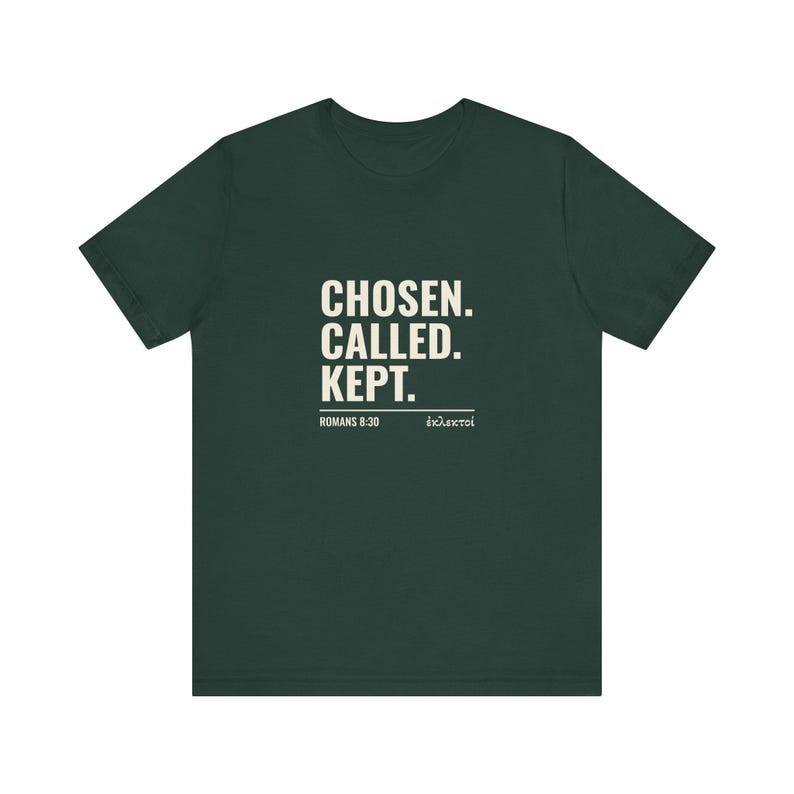 Uitverkoren, geroepen, bewaard - Romeinen 8:30 - Hervormd T-shirt afbeelding 6