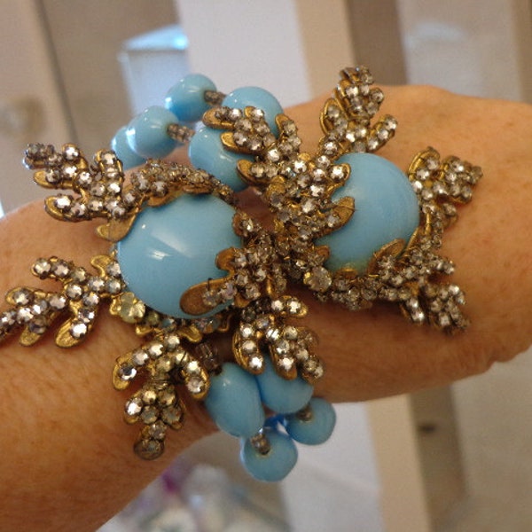Fabulous SIGNED  Miriam Haskell Wrap Bracelet and Earrings