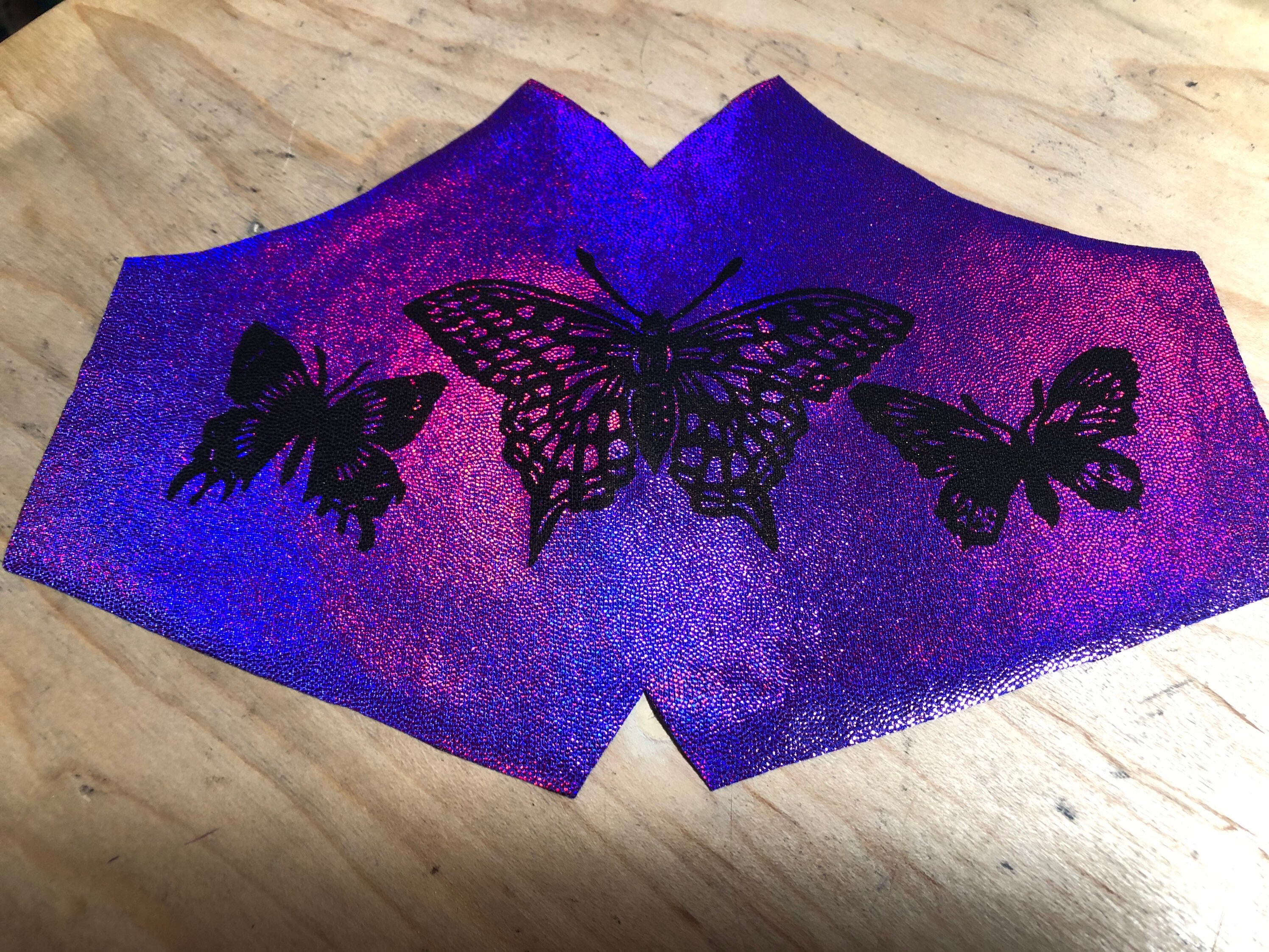 Butterflies Face Mask Handmade Handprinted One of a Kind Etsy