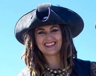 Pirate hat leather worn on stage by famous performer