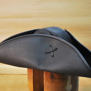 Pirate hat handcrafted from USA Horween tannery &quot;New Buck&quot; leather