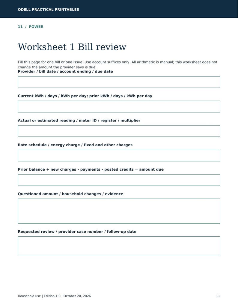 Power Bill Review and Dispute Toolkit: Editable Letters and Fillable ...