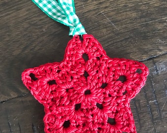 3” Red Star Christmas Ornament // Hostess Gift // Holiday Package Topper